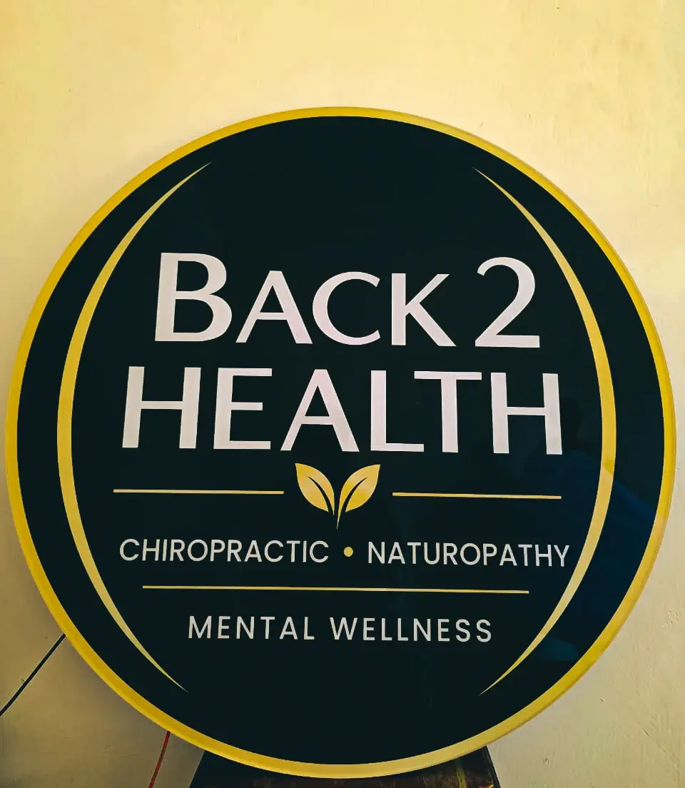 Back 2 Health circular exterior sign